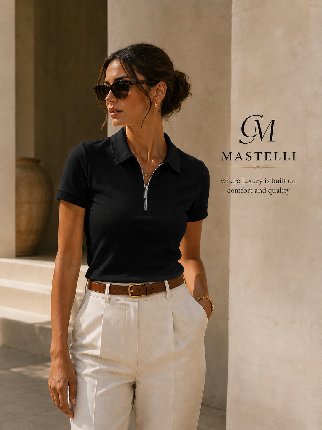Quarterzip Women black